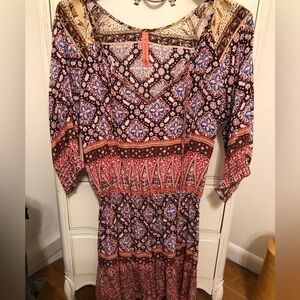 Eight Sixty BOHO red brown mini shift dress size medium